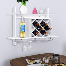 Zfggd Parete Wine Rack Organizer, Bottle Holder Glass Bar Accessori Scaffalature for 6 Bottiglie di Vino Bagagli mensola di Esposizione (Bianco)