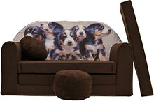 Pro Cosmo K7, divano letto futon con pouf/poggiapiedi/cuscino, in tessuto, per bambini, 168 x 98 x 60 cm, marrone