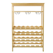 Cantinetta Portabottiglie di Vino in Bambù, Scaffale Porta Bottiglie 6 Ripiani, Portabottiglie da 24 Bottiglie per Vino, Acqua, Spumante, Champagne, 100 x 66 x 29 cm