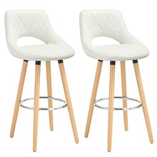 WOLTU Sgabelli da Bar Coppia Sedie Alte per Cucina Ristorante Gambe Legno Massello 2 Pezzi Bianco BH111ws-2