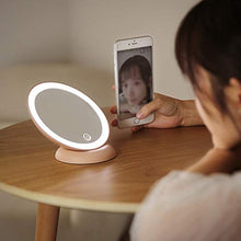 Specchio da Tavolo per toeletta Specchio Rotondo, Ricarica USB Trucco Desktop Mirror Specchietto a 360 ° ad Alta Definizione Specchio Dormitorio Viaggi Specchio Portatile Specchio per Il Trucco della