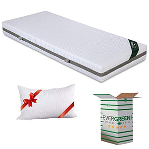 Evergreenweb - Materasso Singolo 80x190 Alto 20 cm con Cuscino in Memory Foam GRATIS Lastra in Waterfoam Ortopedico Rivestimento SFODERABILE Effetto Massaggiante per tutti Reti e Letti Singoli, SLEEPY