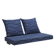 EXTROITALY Belem Onda Blu Set Cuscini 120x60 + schienali 60x60 pz.02 per Esterno/Interno arredo Pallet da Giardino Divanetto per bancale Cuscini Interno Poliuretano Tessuto Lavabile Sfoderabile