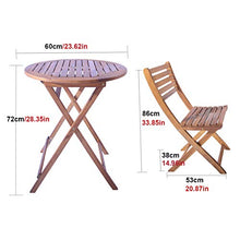 CGBF-Set Bistrot in Legno Massello,Set di Mobili da Giardino Resistente alle Intemperie,Tavolo Pieghevole e 2 Sedie per Terrazze e Balconi,A