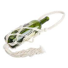 Portabottiglie per vino Borsa per appendere bottiglie in corda di cotone lavorata a mano stile bohemien(Beige)