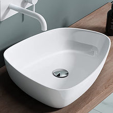 doporro Lavabo da Appoggio, Lavandino Bagno51.1X38.7X12cm, Lavabo da Minerale Fuso Colossum806, Bianco lucido