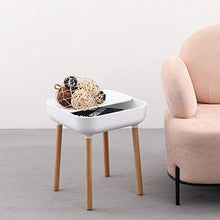 TRAND Lund - Comodino da salotto, colori alla moda, design scandinavo, ripiano e passacavi, in legno/plastica, 40 x 40 cm, colore: Bianco/Bianco