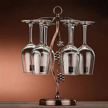QTWW Portabottiglie da appoggio in Metallo Color Bronzo con Motivo a vortice, vetrinetta per 6 Bicchieri da Vino