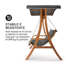 blumfeldt Tahiti Hollywood - Altalena da Giardino, 2 Posti: 110x90cm, Tettuccio Parasole, Imbottitura Spessa 4cm, Materiali: Poliestere, Telaio: Legno Massello di Larice Satinato, Legno/Grigio