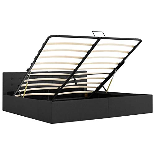 Goliraya Struttura Letto Idraulico in Tessuto con Contenitore e Doghe,Giroletto Idraulico con Contenitore Tessuto,Letto Singoloin Tessuto 140x200 cm/160x200 cm/180x200 cm