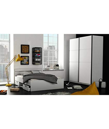 3406MF Letto Matrimoniale con CASSETTI Alaska - Bianco