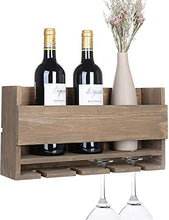 Zfggd Rustico Parete Wine Rack con 5 Red Wine Glasses bagagli, Supporto di legno di bottiglia di vino for Farmhouse Kitchen Decor, Galleggiare Vino Shelf Organizzatore for Living Room di visualizzazio