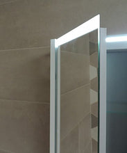 Specchiera specchio bagno pensile contenitore 2 ante, fascia led, cm.67x70x15