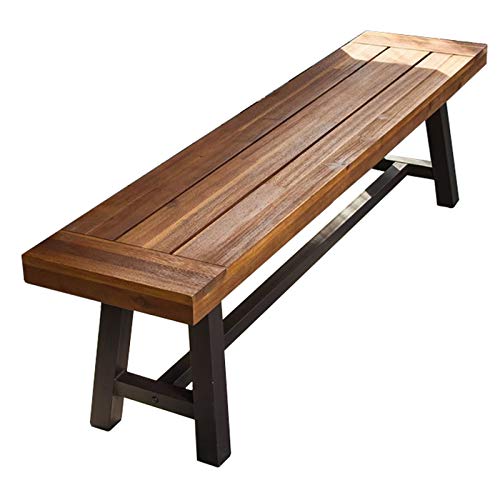 Panchine per terrazze all'aperto sedie da pranzo per interni, Panca a doghe in legno massello resistente alla corrosione resistente alle intemperie, Panca decorativa per portico 2-3 posti