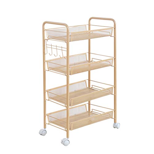 LYM &ripiano di stoccaggio Carrello portaoggetti da Cucina, Mobile da Camera da Letto Carrello portaoggetti Multistrato Portaoggetti for Soggiorno unità scaffalatura -4Tier Scaffale di Finitura