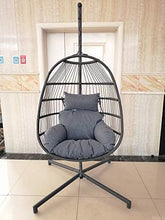 Chicreat Sedia pensile in polyrattan, con telaio pieghevole, Cuscino e schienale, 88 x 64 x 117 cm