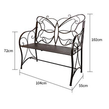 2 Posti Panca Da Giardino Per Esterni,Panca da Interno In Metallo Con Balcone Schienale A Farfalla，Sedia Da Portico Durevole In Ghisa，Panca Decorativa Ingresso Mobili Portico Anteriore