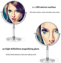 Specchio per trucco a led Specchio cosmetico da appoggio 5x Zoom, 6 pollici Specchio per trucco Specchio da tavolo con piedistallo per bagno Camera da letto, Specchio da barba Specchio cosmetico per c