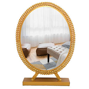 HXYSJ Specchio Ovale Specchio da Bagno Moderno Elegante ， Specchio per Trucco da Tavolo ， Mirro da Barba Unico ， con Stand （Colore: Oro ， Dimensioni ： 37,5 Cm X 52 Cm） Moda