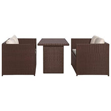 Tidyard Set Salottino a 4 Posti in PE Rattan, Divano con Cuscini e Tavolino, 120 x 67 x 67 cm, Marrone