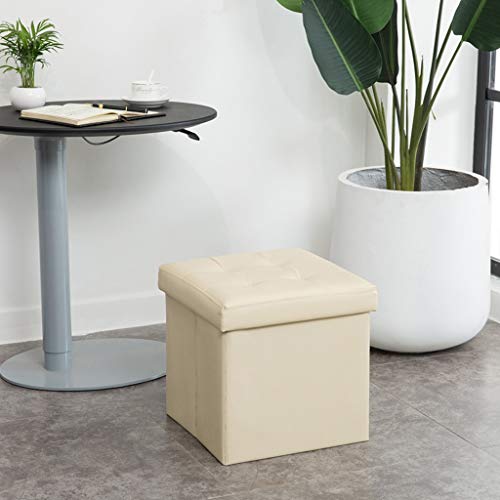 Home Pouf Pieghevole,Ottomano Poggiapiedi Sgabello,Pouf Scatola Di Immagazzinamento Antiscivolo Nel Soggiorno, Camera Da Letto Sgabello di stoccaggio Cartone ( Color : White , Size : 35L 38*38*38 )