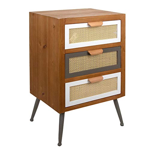 Mobile cassettiera legno 3 cassetti design rustico comodino soggiorno 72 cm