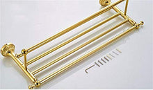 GJJSZ Mensola Porta Asciugamani/portasciugamani Oro Antico,Porta Asciugamani a Due Piani in Acciaio Inossidabile,mensola da Bagno 65 * 23,5 cm a Parete