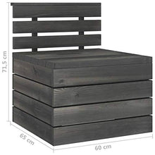 Tidyard Divano Centrale da Giardino Pallet Pino Massello Grigio Scuro,Divano da Giardino,per Esterno, Balcone, Giardino