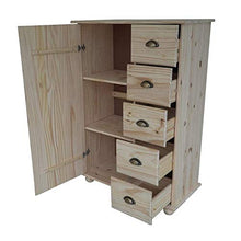 Générique BAHUT - 1 porta con 5 cassetti in pino grezzo