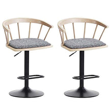 Sgabelli da Bar Set di 2 Sedie A Barre con Schienale in Legno, Sgabelli A 80 ° Sollevamento Girevole, Regolazione Dell'altezza Gray-High Stool