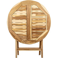 PrimeMatik - Tavolo da Giardino Rotondo Pieghevole 80 cm in Legno di Teak Certificato