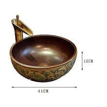 WEHOLY Lavabo in Resina Lavabo da Incasso Ovale in Pietra Naturale Rotondo Lavabo Piccolo retrò Lavabo Jingdezhen Ceramica Hotel Lavabo antispruzzo