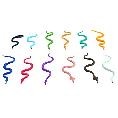 NUOBESTY 24Pcs Serpenti di Plastica Serpenti della Foresta Pluviale Serpenti di Gomma Realistici Giocattoli Colorati Serpenti Falsi per Le Ragazze del Ragazzo Giocattoli Bavaglio