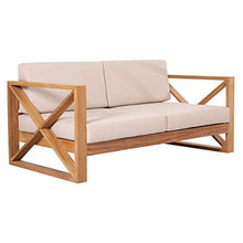 Teako Design Molveno - Divano lounge a 2 posti, in legno di teak, resistente alle intemperie, resistente alle intemperie