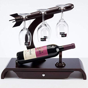 Porta Bottiglie da Vino Portabottiglie per Vino Legno Wine Rack Consiglio 1Bottles Capovolto 3 bicchieri di esposizione del supporto della decorazione della casa Ripiani Vino Scaffale per Vino Porta B