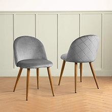 CLIPOP Set di 2 sedie da pranzo in velluto grigio sedie da cucina con schienale e gambe in legno robuste in metallo, per soggiorno, soggiorno, cucina, ufficio e ristorante