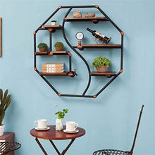 FYHH-JZHY Decorazioni da Parete Mensola di Design Retro Loft Polygon Mensola A Muro Legno E Ferro Materiale Metallico Portabottiglie Facile da Installare Stoccaggio (Dimensioni: 80 Cm), 80 Cm, 80 Cm