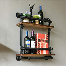 MoDi Industrial Water Pipe Wine Rack Wall Hanging Iron Art Retro Style Bar Wine Rack (L52CMxH65CM)