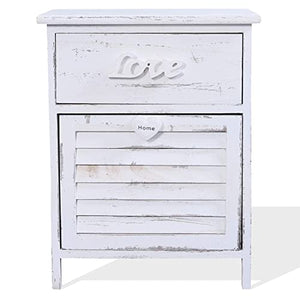 Rebecca Mobili Comodino Piccolo, Mobile Bagno 2 cassetti, Legno Paulownia, Bianco, Shabby, Camera da Letto Bagno - Misure: 51 x 40 x 29 cm (HxLxP) - Art. RE4566