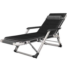 SHUAIIJUAN Sedia per il tempo libero domestico Sedie pieghevoli Patio Lounge Poltrone Outdoor Nero giardino Sdraio Poltrona reclinabile con cuscino staccabile Prato Patio sedie reclinabili Max.200kg