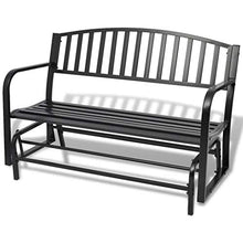 Cikonielf Panchina da Giardino a Dondolo 128 x 65 x 86 cm Panchina da Giardino con Braccioli Curvati Elegante Robusta Classica-Nera in Acciaio