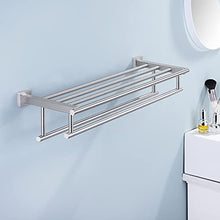 KES Mensole Portasciugamani Con Due Barre di Tovagliolo Minimalista, Acciaio INOX, Acciaio Spazzolato, A2112-2