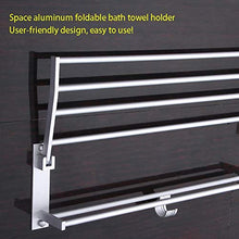 XXYWJF Bagno Asciugamano Rack Pieghevole Alumimum Chrome Supporto del tovagliolo fissato al Muro del tovagliolo Mensola con Ganci Deposito e Supporto del Telaio