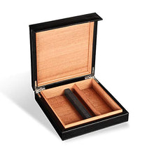 VIY Cigar Humidor, Humidor Cigar Box, Storage Case A Mano Cedar Cigar, Rivestito in Pelle Reale, Legno di Cedro Portatile, Contiene 8 Sigari (Nero)