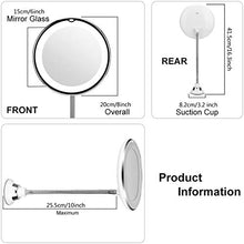 AKlamater - Specchio da trucco con ingrandimento 10x, con luce, girevole a 360°, con collo di cigno e forte ventosa per la rasatura del bagno