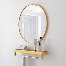 WLABCD Specchio, Bagno, Muro, Specchio per il Trucco, Toletta, 15.7 '' - 27.6 '' con Scaffale Rotondo Oro,70 Cm.