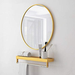 WLABCD Specchio, Bagno, Muro, Specchio per il Trucco, Toletta, 15.7 '' - 27.6 '' con Scaffale Rotondo Oro,70 Cm.