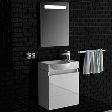 Mobile da bagno composto da lavabo con mobiletto bianco laccato lucido – già premontato – Design di alta qualità – soluzione per WC per ospiti