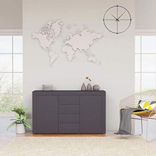 GOTOTOP Credenza in legno truciolato con 2 ante e 4 cassetti, armadio ausiliario moderno per corridoio, soggiorno, camera da letto, 120 x 36 x 69 cm, grigio