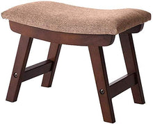 YANG Dressing Table Sgabello Imbottito Poggiapiedi in Legno Change Scarpe banco concavo Seduta Pouf ottomano con Rimovibile Khaki Copertina in Lino, Carico Massimo 200kg, 38x24x29cm